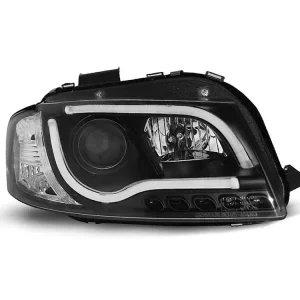 Značkový Přední světla Audi A3 8P 03-08 - černé LED TUBE LIGHTS