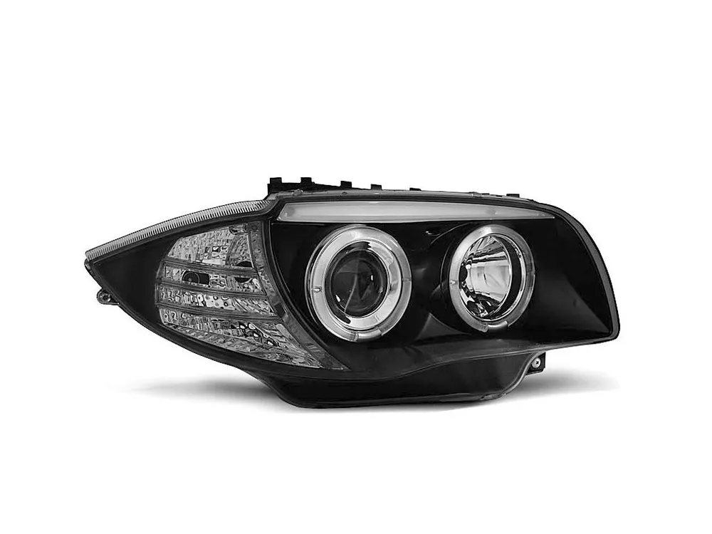 Horká Nabídka Přední světla BMW 1 E87, E81 04-11 Angel Eyes - černé 1
