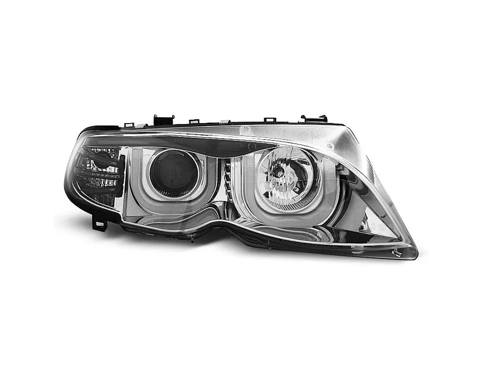 Nízká Cena Přední světla BMW E46 Sedan Touring 01-05 Angel Eyes 3D efekt - chrom