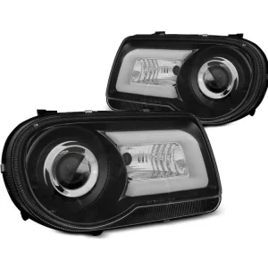 Akce Přední světla Chrysler 300C 05-10 černé TUBE LIGHT