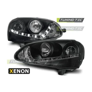Značkový Přední světla VW Golf V 03-09 s denním svícením, XENON D2S + RL - černé