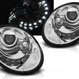 VW NEW BEETLE 06-12 - přední chrom světla s LED svícením Víkendová Akce