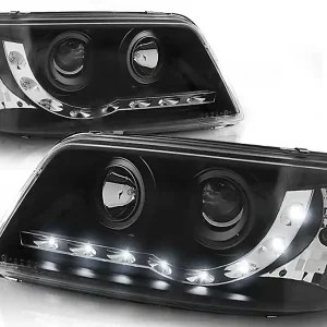 VW T5 03-09 - přední černá světla s LED svícením Víkendová Akce