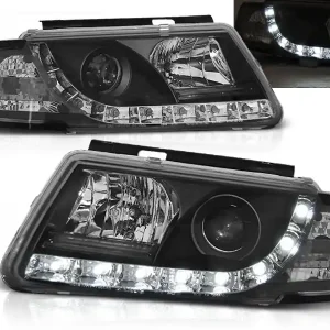 VW PASSAT B5 96-00 - přední černá světla s LED denním svícením Oblíbený