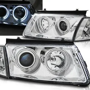 Vysoce Kvalitní VW PASSAT B5 96-00 - přední chrom světla ANGEL EYES CCFL