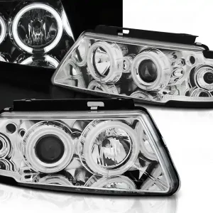 Nízká Cena VW PASSAT B5 96-00 - přední chrom světla ANGEL EYES CCFL