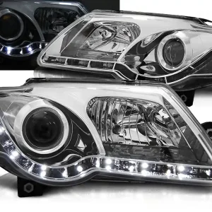 VW PASSAT B6 3C 05-10 - přední chrom světla s LED svícením Akční Cena