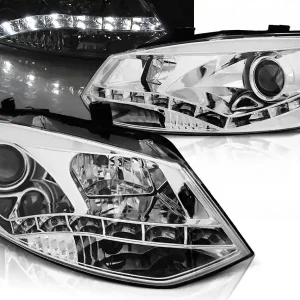 VW POLO 6R 09-14 - přední chrom světla s LED denním svícením Oblíbený