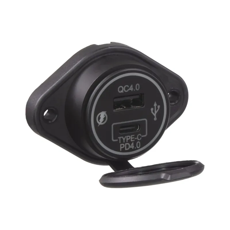 Originální USB nabíječka 12V / 24V - USB QC4.0 + USB-C PD4.0 pro povrchovou montáž / modré podsvícení