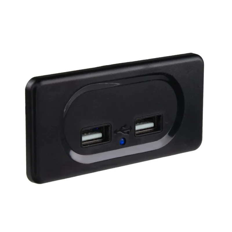 Značkový USB nabíječka 12V / 24V - 2x USB 3,1A zásuvka / montáž na povrch / modrá LED indikace