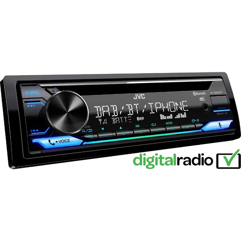 Autorádio JVC KD-DB922BT - DAB / CD / Bluetooth / USB / AUX / odnímatelný panel / multicolor podsvícení Nová Kolekce