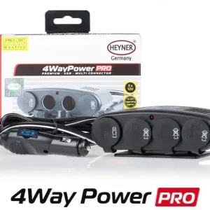 Rozčtyřka autozásuvky s USB a otvorem pro autozapalovač 4WayPower PRO - Heyner Germany Ověřený