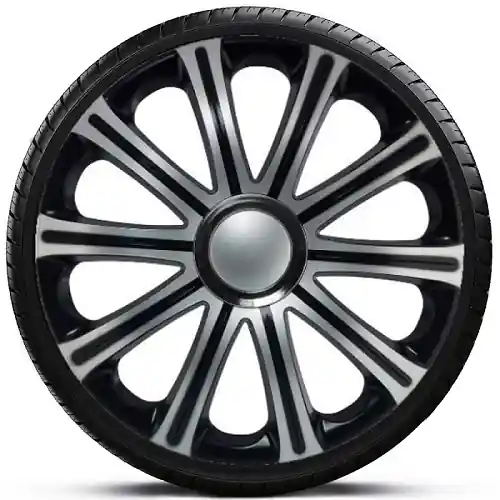 Bezpečná Platba Poklice na kola - kryty kol Modena Black Silver 14" - sada 4 ks - J-TEC