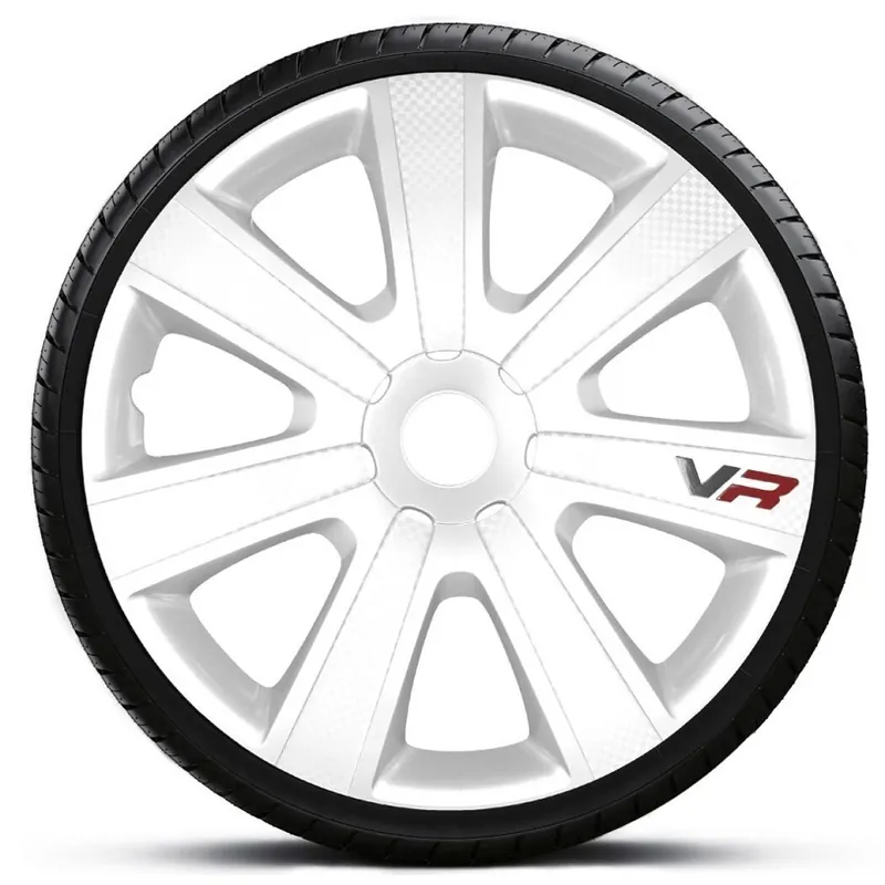 Poklice na kola - kryty kol VR white carbon 14" - sada 4 ks - 4 Racing Vrácení Zdarma