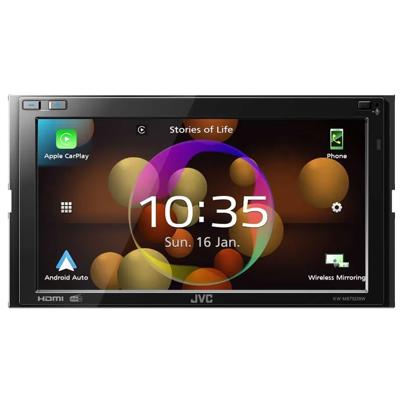 Autorádio JVC KW-M875DBW - 6,8" displej / Apple CarPlay / Android Auto / AV / USB / Bluetooth Zlevněný