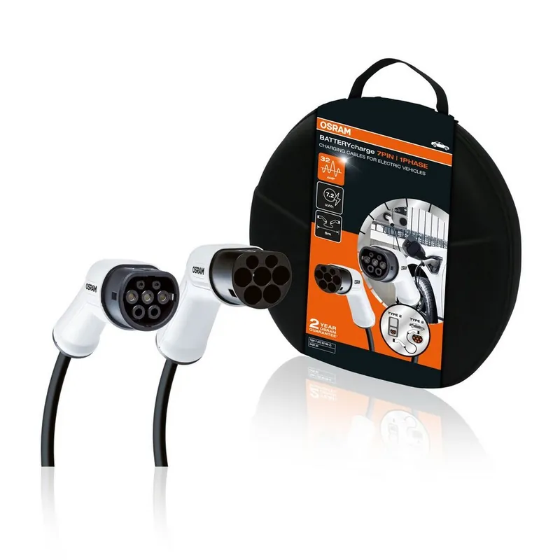 Akční Nabídka Nabíjecí kabel pro elektromobily - 16A / 1 fáze / Typ2->2 OSRAM BATTERYcharge 7PIN 1PHASE 16A Type 2