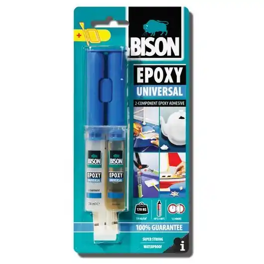Odeslání Ihned Dvousložkové čiré epoxidové lepidlo Bison - lepí do 90 minut (24 ml)