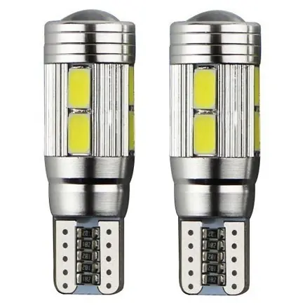 Cenově Výhodný LED žárovky W5W T10 STUALARM CAN-BUS 10 LED s čočkou, bílé 6000K, 2 ks
