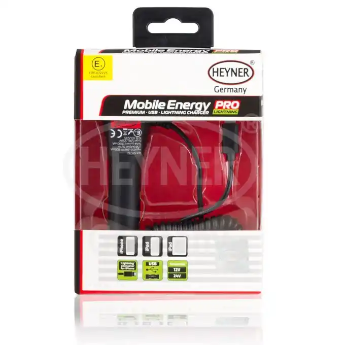 Must-Have Nabíječka do auta pro iPhone HEYNER USB Charger PRO, 8 PIN konektor > USB 800 mA, 12V