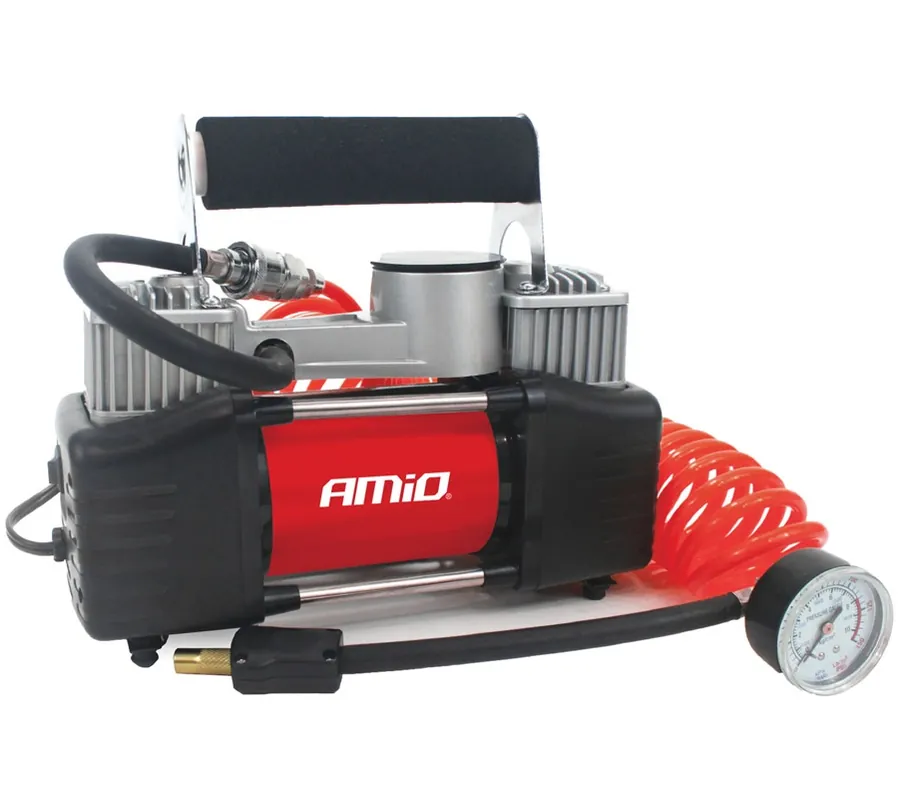 Dvoupístový kompresor AMIO ACOMP-04, 12V, 150 PSI / 10 bar, 60 l/min s manometrem Kup Teď