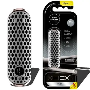 Rychlé Dodání Polymérní osvěžovač vzduchu do auta HEX silver na větrací mřížku - Aroma