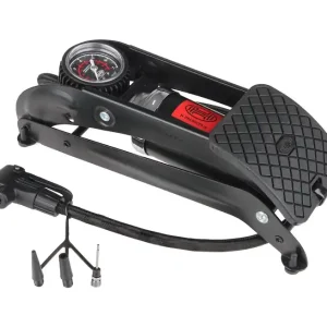 Cenově Výhodný Jednopístová nožní pumpa s manometrem PEDAL POWER black - Heyner Germany