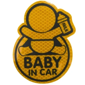 Samolepka dítě v autě BABY IN CAR, reflexní žlutá, Compass Speciální Cena