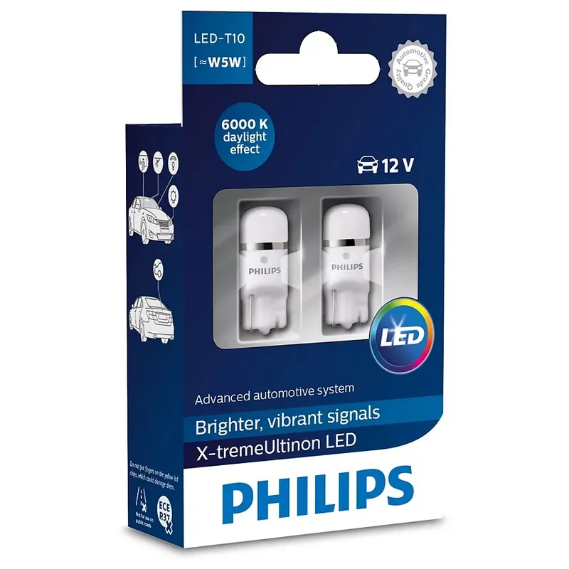 Finální Výprodej LED žárovky W5W T10 PHILIPS X-tremeUltinon LED, bílé 6000K, 2 ks 127996000KX2