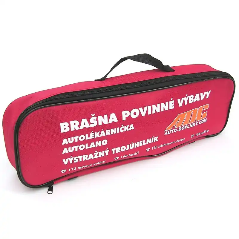 Cenová Bomba Brašna povinné výbavy automobilu dle 206/2018 Sb. (autolékárnička do roku 2028) s logem ADC - červená