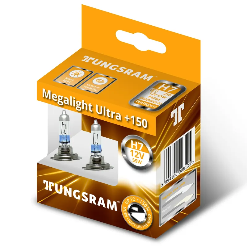 Žárovky H7 TUNGSRAM MEGALIGHT ULTRA +150% (2 ks) - 58520NXNU Levný