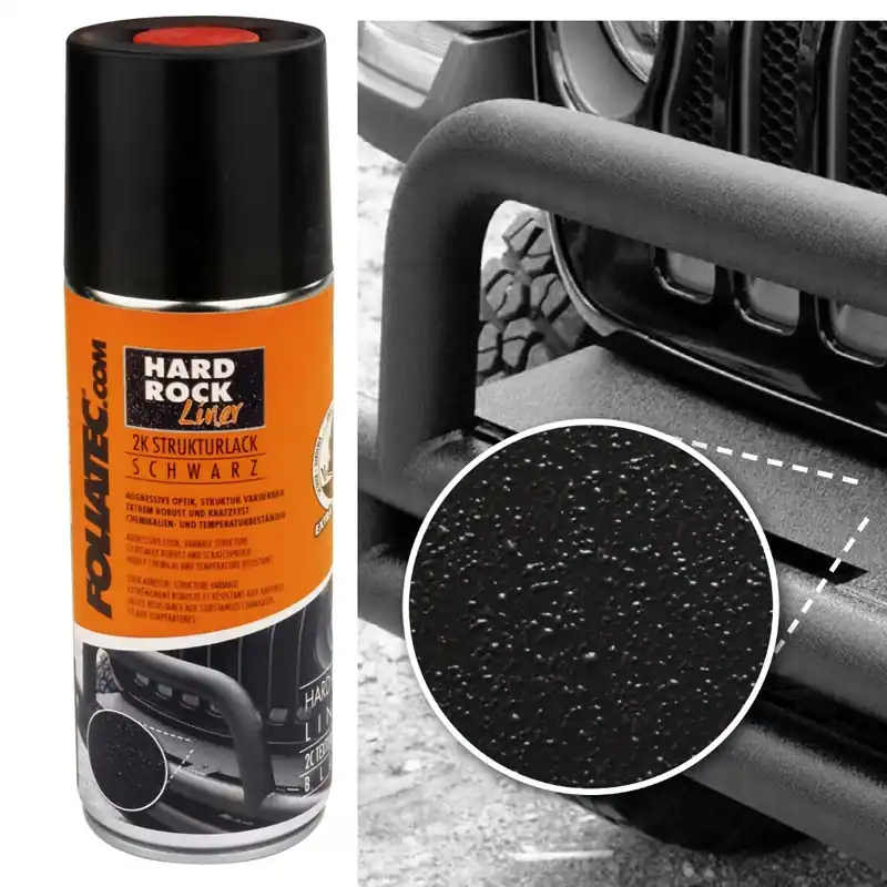 Černá matná barva s výraznou texturou FOLIATEC HARD ROCK LINER 2235, 400 ml Originální