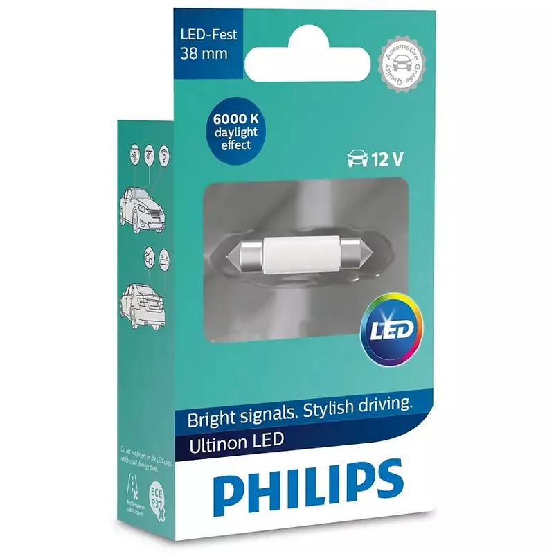 Finální Výprodej LED sufitová žárovka C5W 12V 38 mm PHILIPS Ultinon LED 6000°K - 11854ULWX1