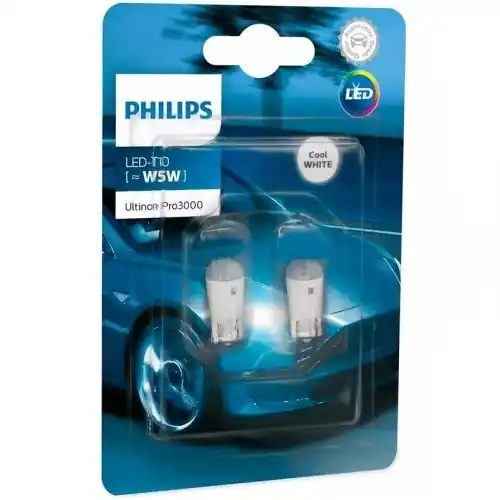 LED žárovky W5W T10 PHILIPS UltinonPro 3000 LED, bílé 6000K 12V 11961ULWX2 Akce