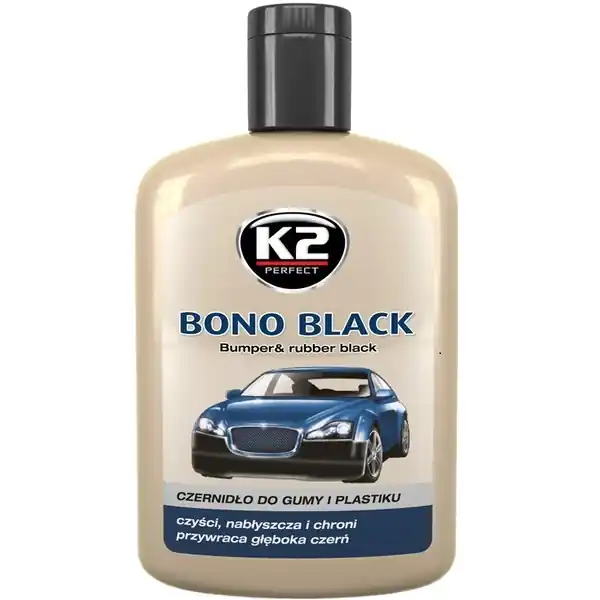 Časově Omezené Černidlo na gumy a plasty K2 BONO BLACK, 250 ml