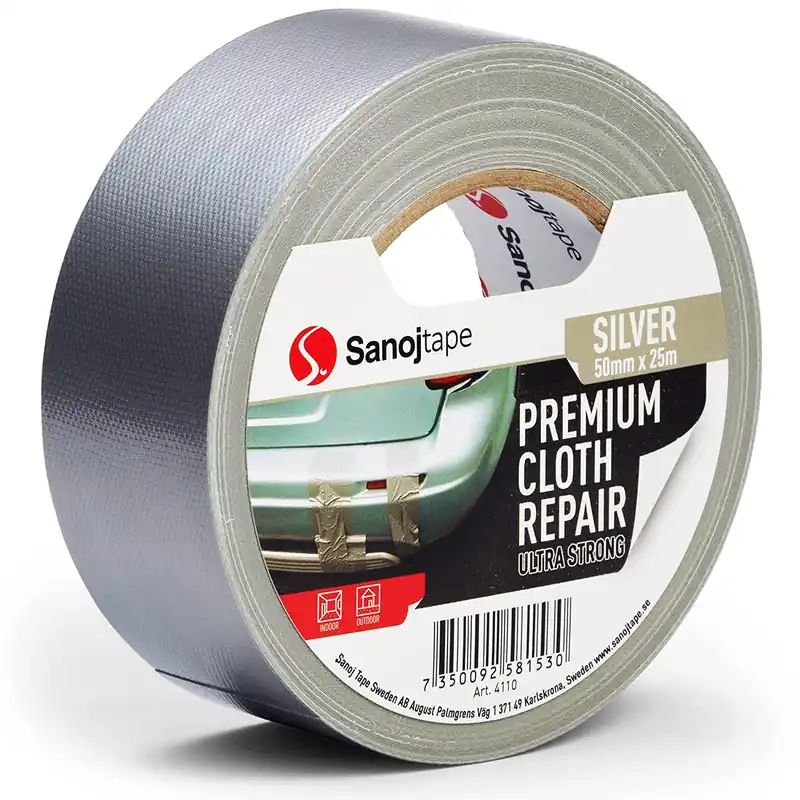 Výprodej Stříbrná opravná páska Sanojtape s textilním podkladem, 50 mm x 25 m