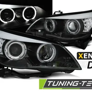 Super Cena BMW E60/E61 03-04 - přední černá světla D2S s ANGEL EYES pro xenon