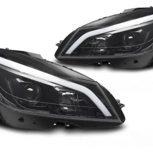 Horká Nabídka Mercedes W204 2011-2014 - Přední světla TUBE LED černá lesklá SEQ DRL
